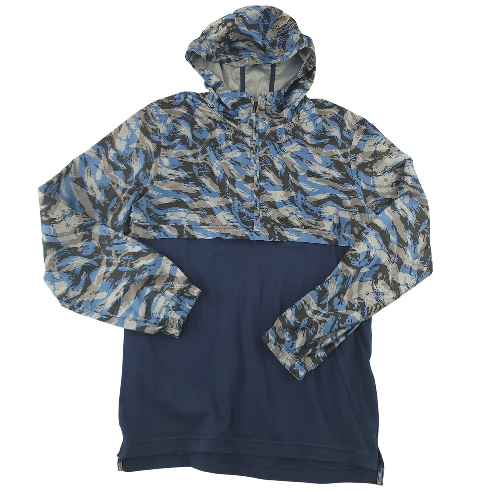 Under Armour Men's M Sportstyle Wind Anorak Hoodie Blue Camo 1/4 Zip Pullover